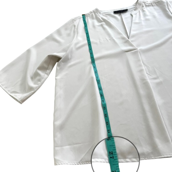 Eloquii White V neck Front Plead Wide Sleeves Blouse Top size 16 (flawed) - Picture 7 of 15